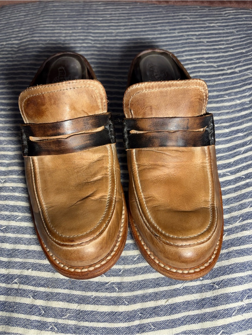 Freebird by Steven Tan and Brown Leather Penny Loafer Mules